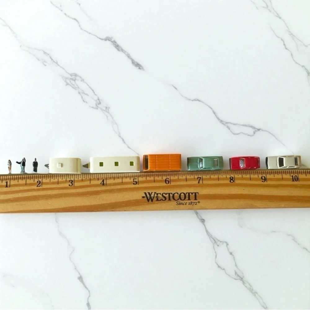 Vintage HO Scale Miniature Lot – Cars, Campers, & Handpainted Figures – Germany